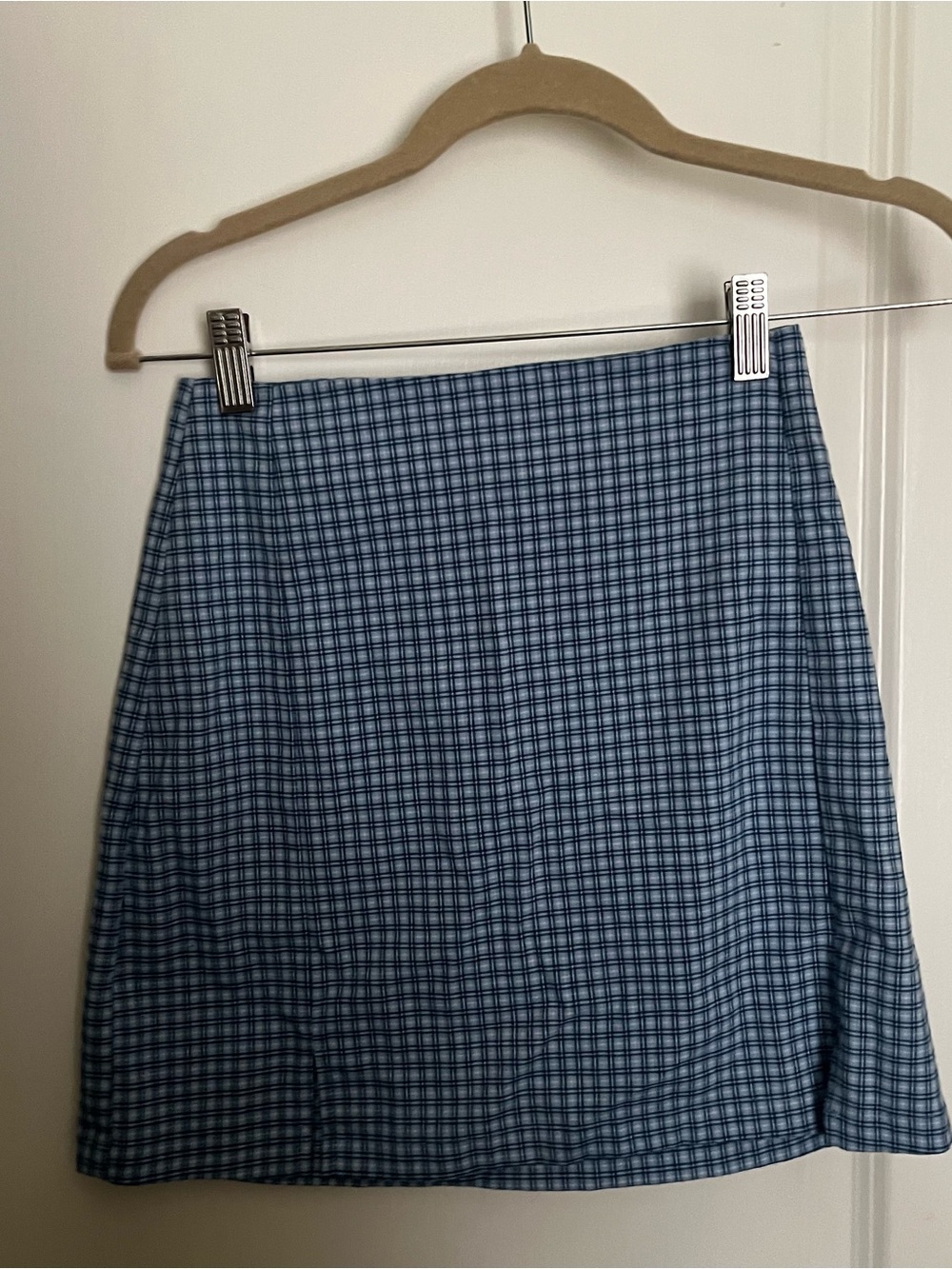 Brandy Melville Blue Grid Mini Skirt